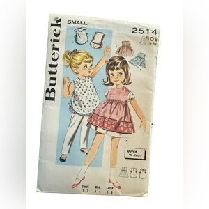 Rare 1960s Girls Quick 'N Easy Smock Coverup Butterick 2514 Vintage Pattern